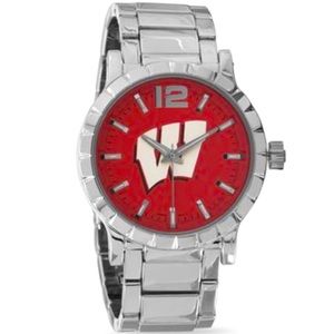 Collegiate Licensed University of Wisconsin Men's Fashion Watch Silver Tone